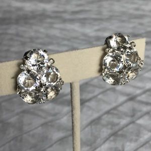 REJA Vintage Clear Rhinestone Clip Earrings